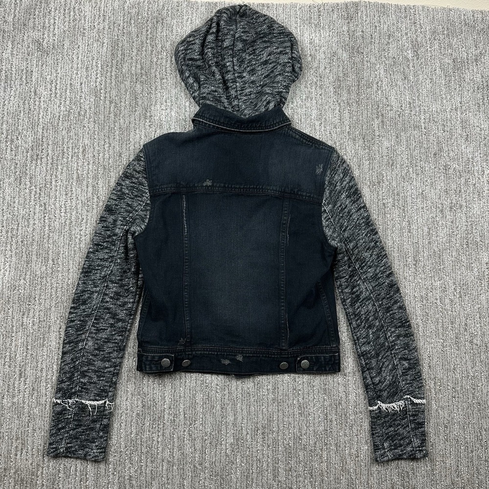 Free People Denim Knit Sweater Jacket With Removable Hoodie Women's Size Small - Picture 5 of 10